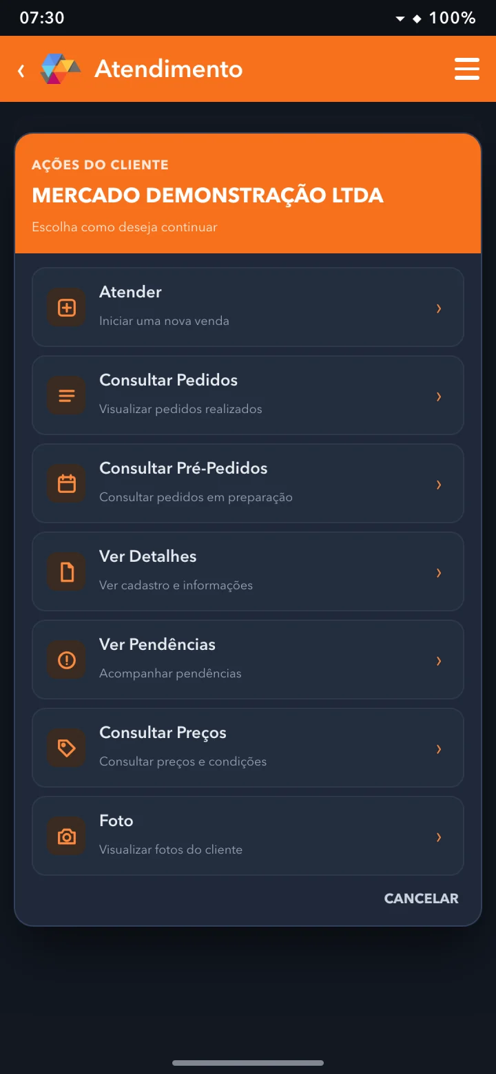 No cliente: Tudo sobre o cliente antes de oferecer.